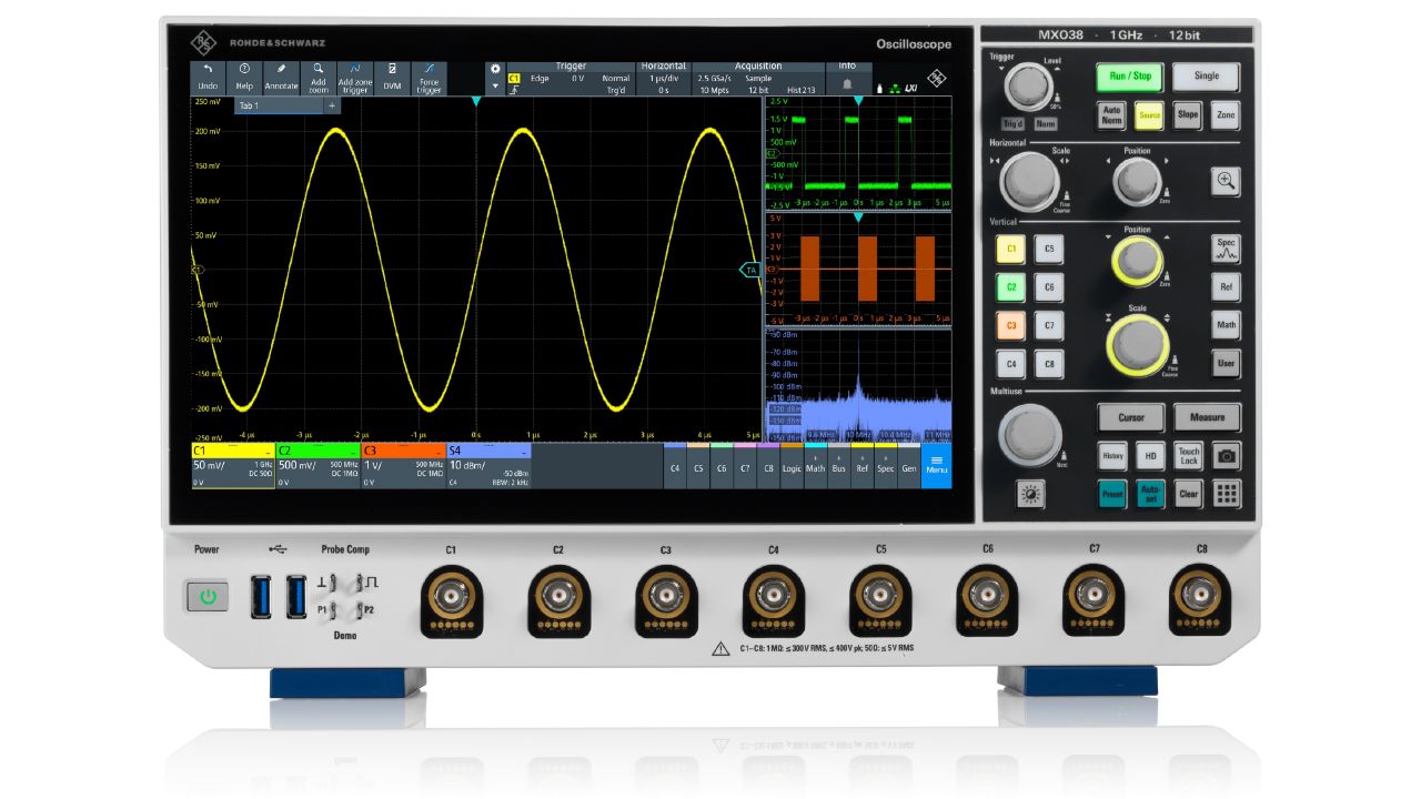 R&SMXO 3 系列 緊湊型 4/8 通道高效能示波器（12-bit ADC）