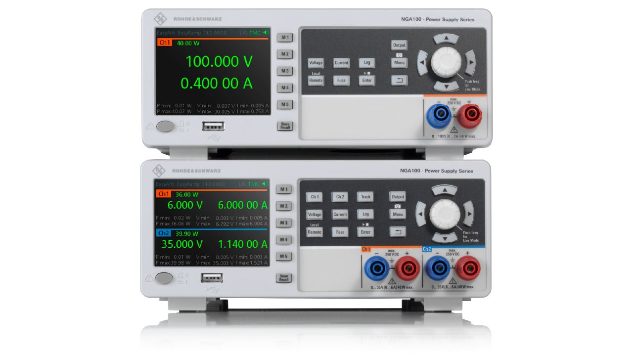 R&SNGA100 系列 入門級線性直流電源供應器（35 V / 100 V，單／雙通道） 角度 2
