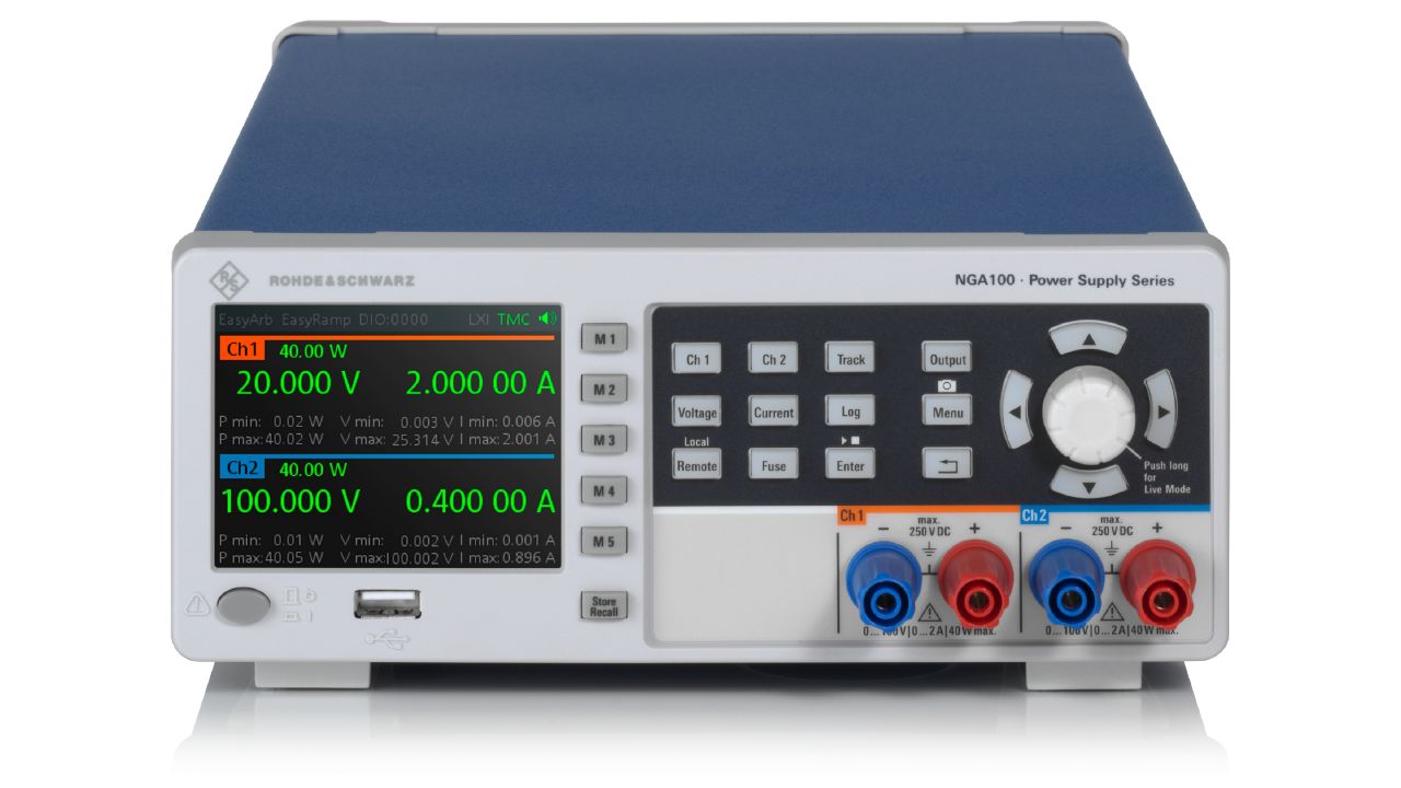 R&SNGA100 系列 入門級線性直流電源供應器（35 V / 100 V，單／雙通道） 角度 3