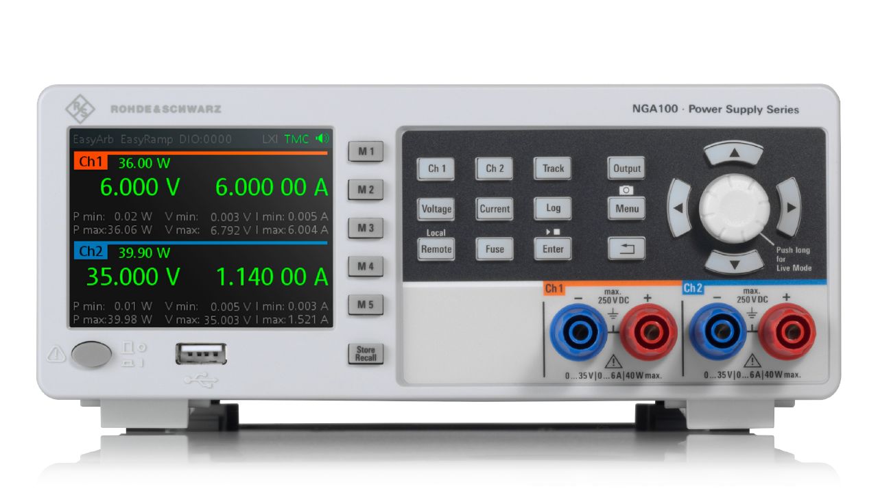 R&SNGA100 系列 入門級線性直流電源供應器（35 V / 100 V，單／雙通道）