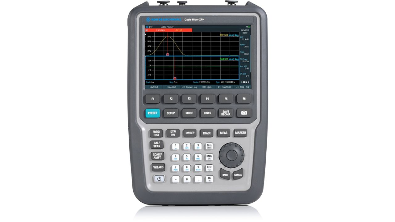 R&S®ZPH Cable Rider 電纜與天線分析儀（手持式，2 MHz – 4 GHz） 角度 2