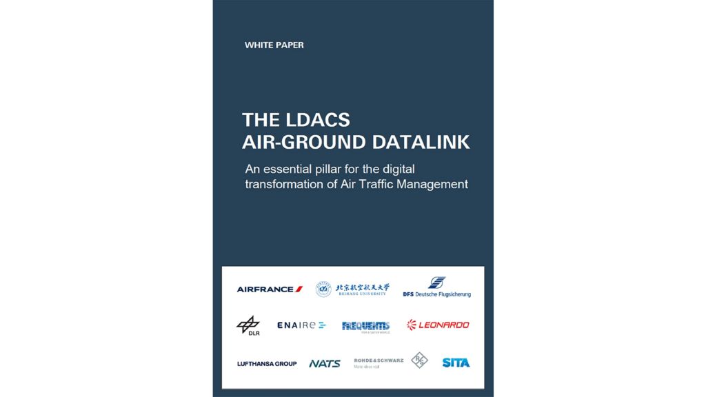 LDACS 空地資料鏈路與數位 ATC 通訊概念示意圖
